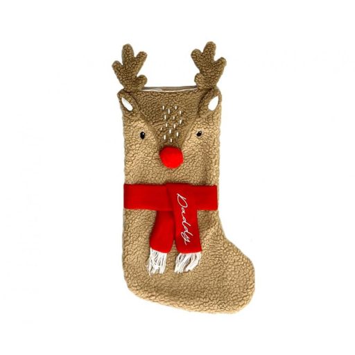 Christmas Red Nose Reindeer stocking for fireplace, boot 53 cm