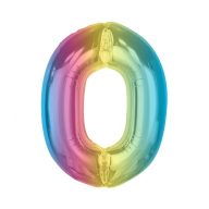 Number Rainbow Colorful number 0 foil balloon 92 cm