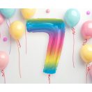 Number Rainbow Colorful Number 7 Foil Balloon 92 cm
