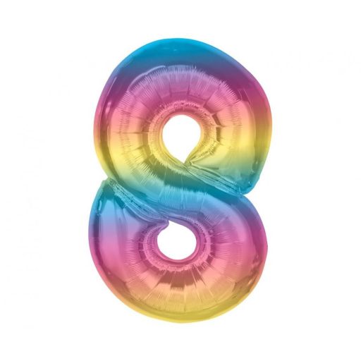 Number Rainbow Colorful number 8 foil balloon 92 cm