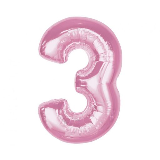 Number Light Pink Pink Number 3 Foil Balloon 92 cm