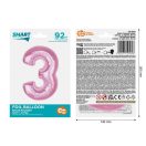 Number Light Pink Pink Number 3 Foil Balloon 92 cm