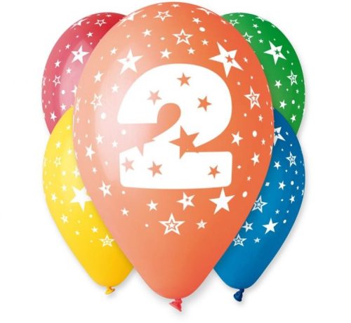 Happy Birthday 2 Star air-balloon, balloon 5 pcs 12 inch (30cm)
