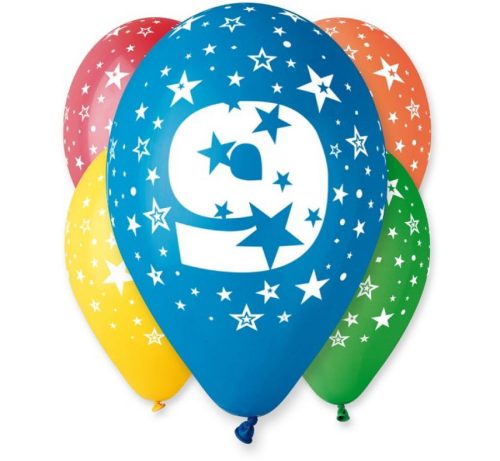 Happy Birthday Happy Birthday 9 Star Balloon, 5 pcs 12 inch (30cm)