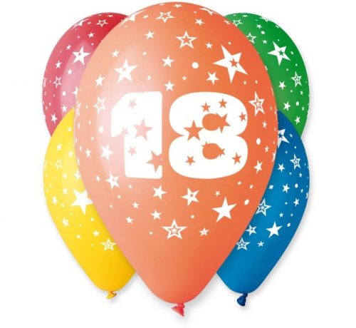 Happy Birthday 18 Star air-balloon, balloon 5 pcs 12 inch (30cm)