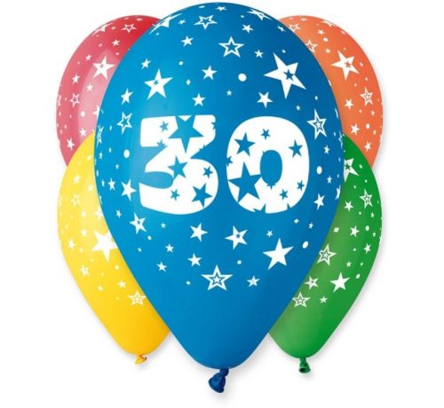 Happy Birthday 30 Star air-balloon, balloon 5 pcs 12 inch (30cm)