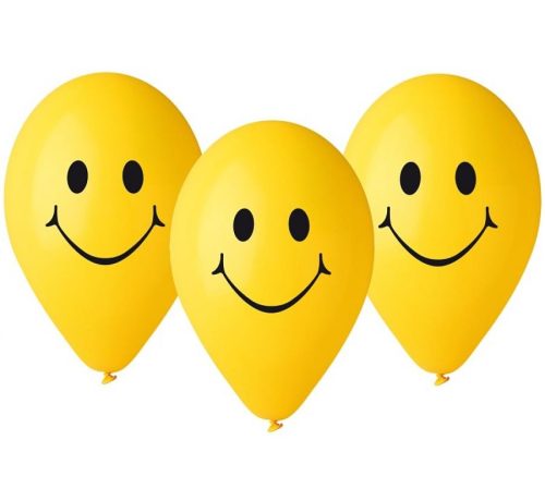 Smilies Yellow air-balloon, balloon 5 pieces 12 inch (30 cm)