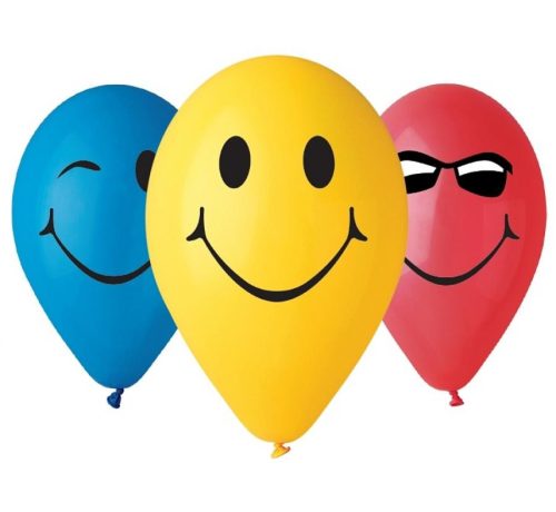 Smile Smileys air-balloon, balloon 5 pieces 12 inch (30 cm)