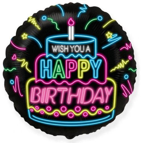 Happy Birthday Neon foil balloon 48 cm