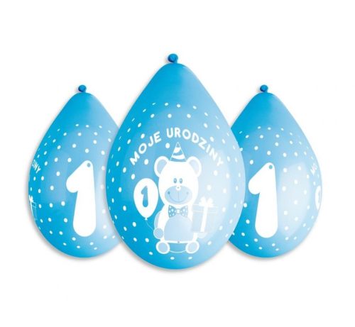 blue 1st Birthday hanging balloon, balloon 5 pieces 12 inch (30 cm)