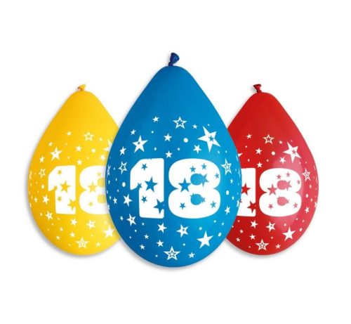 Happy Birthday 18 Star hanging balloon, balloon 5 pieces 12 inch (30 cm)