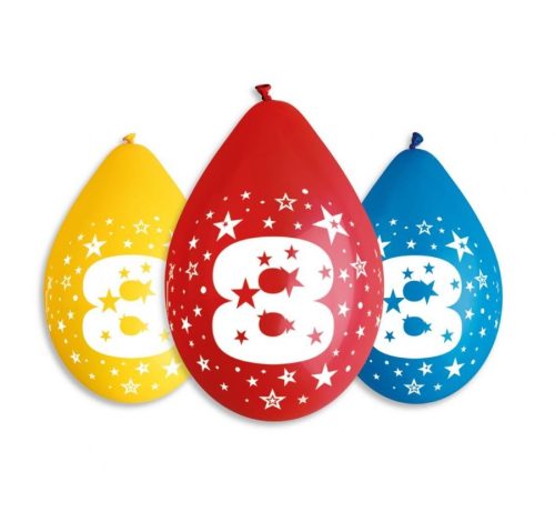 Happy Birthday 8 Star hanging balloon, balloon 5 pieces 12 inch (30 cm)