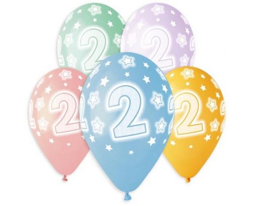 Happy Birthday 2 Star air-balloon, balloon 5 pieces 13 inch (33 cm)
