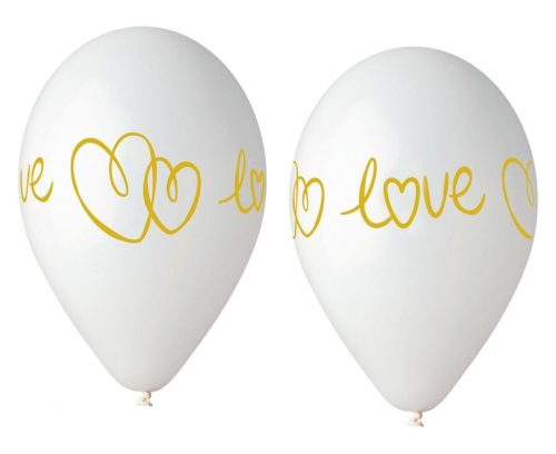Love White air-balloon, balloon 5 pieces 13 inch (33 cm)