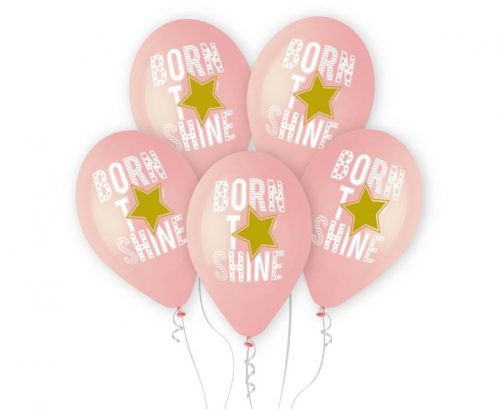 Born to Shine Pink air-balloon, balloon 5 pieces 13 inch (33 cm)