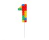 Colour Pick Blocks Building block number candle for cake, number candle 1