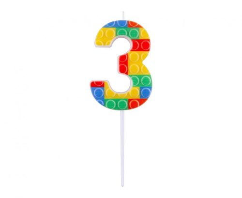 Colour Pick Blocks Building block number 3 candle, number candle