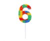 Colour Pick Blocks Building Block Cake Candle, Number Candle 6