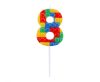 Colour Pick Blocks Building block number 8 candle, numeral candle