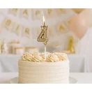 Number Champagne Crown Gold number 4 candle, cake candle 6 cm