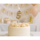 Number Champagne Crown Gold Number 5 Birthday Candle, Cake Candle 6 cm