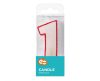 Red Outline Glitter, Red 1es number candle, cake candle