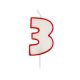 Red Outline Glitter, Red 3 as number candle, cake candle