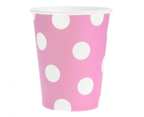 Pink Pink Polka Dots paper cup 6 pcs 270 ml