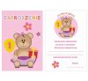 Zaproszenie pink, First Birthday invitation card 6 pieces