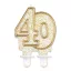 Colour Gold Gold glitter number 40 cake candle