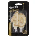 Colour Gold Gold glitter number 40 cake candle