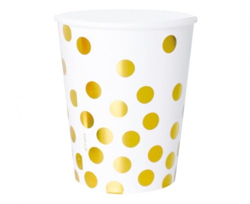 Dots Gold Dots White paper cup 6 pcs 270 ml