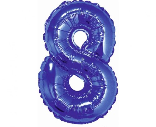 Blue, Blue mini number 8 foil balloon 35 cm