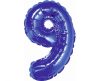 Blue, Blue mini number 9 foil balloon 35 cm
