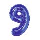 Blue, Blue mini number 9 foil balloon 35 cm