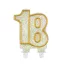Colour Gold Gold glitter number candle 18, cake candle