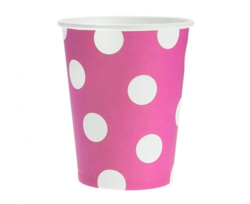 Magenta Polka Dots paper cup 6 pcs 270 ml