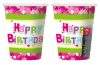 Happy Birthday Pink paper cup 6 pcs 270 ml