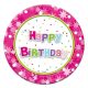 Happy Birthday Pink paper plate 6 pcs 18 cm