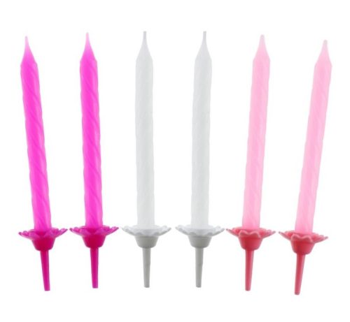 Colour Pattern 3 Pink Birthday Candle Set