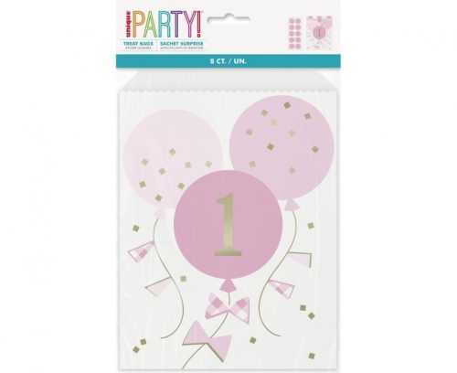First Birthday pink paper bag 8 pcs