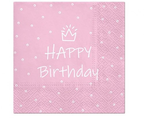 Happy Birthday Pink Light Pink napkin 20 pcs 33x33 cm