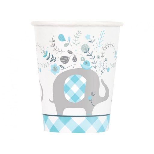 Elephant Floral Blue Paper Cup 8-pcs 266 ml