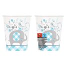 Elephant Floral Blue Paper Cup 8-pcs 266 ml