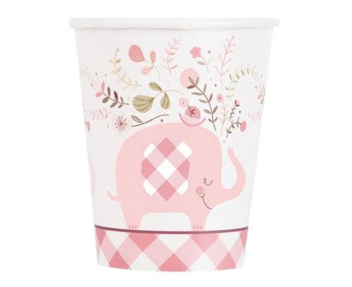 Pink Elephant Floral paper cup 8 pcs 266 ml