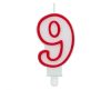 Red Outline, Red number candle, cake candle 9-es