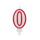 Red Outline, Red number candle, cake candle 0 a