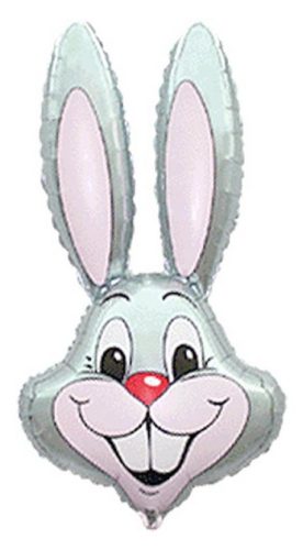 Grey Rabbit, Grey Bunny head foil balloon 36 cm ((WP))