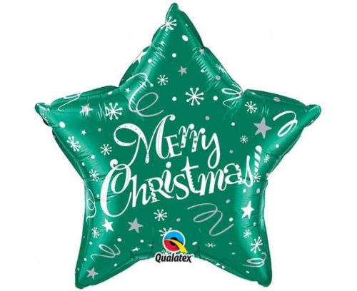 Merry Christmas Green Star Foil Balloon 51 cm