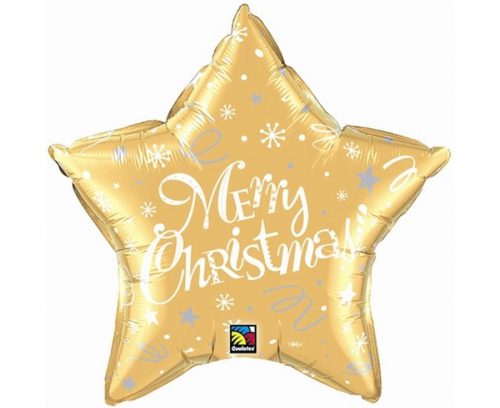 Merry Christmas Gold Star Foil Balloon 51 cm